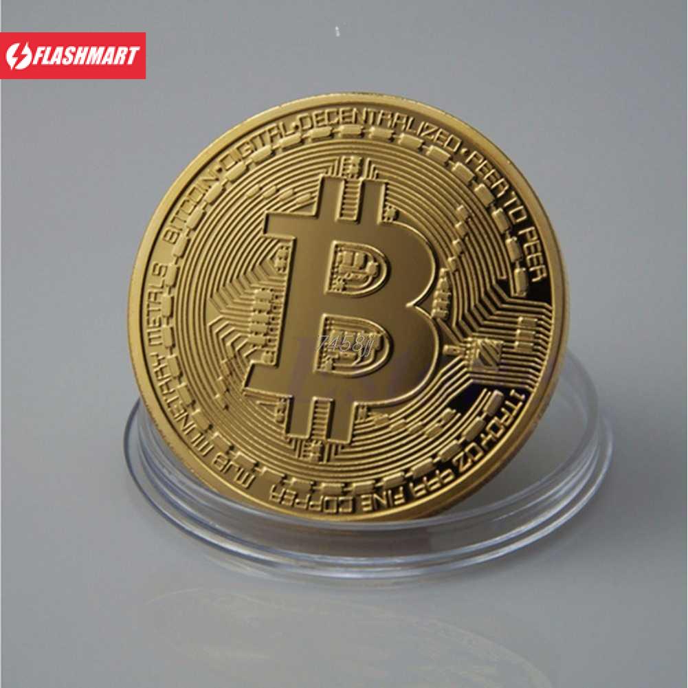 Flashmart Gold Plated Bitcoin Miniatur