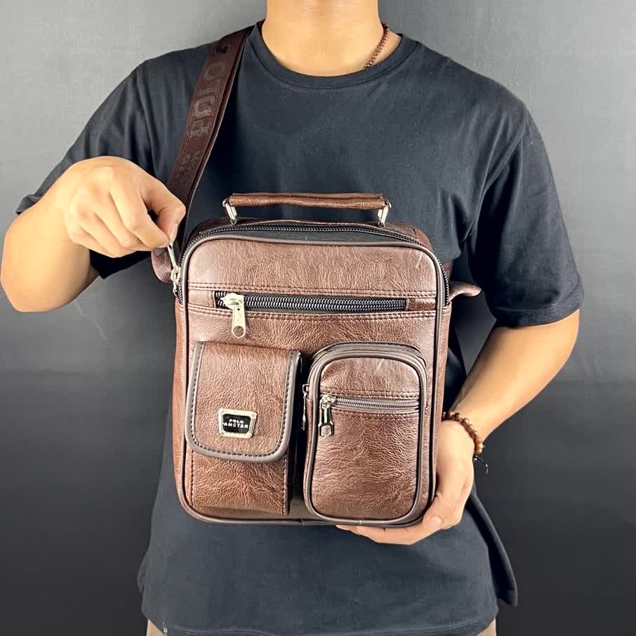 Tas Selempang Kulit PU Polo Amstar Slingbag Tas pria tas Kantor Tas Kerja