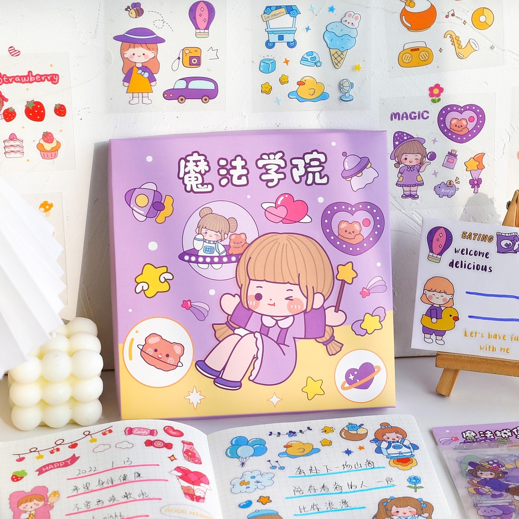 100PCS Stiker Lucu Desain Scrapbook Stiker Alat Tulis Stiker Dekoratif Kawaii / Set Stiker Tahan Air Kartun