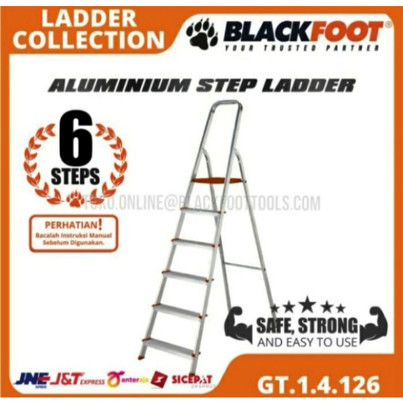 BLACKFOOT- Tangga ALUMUNIUM 6S 6 Step- Tangga Lipat Rumah Ladder
