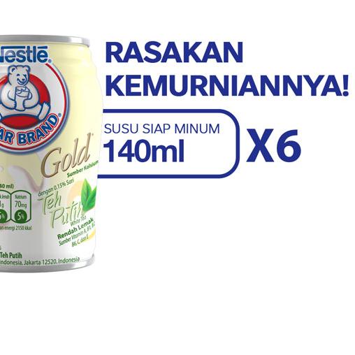 

● BEAR BRAND Susu Kaleng White Tea Susu Steril 140ml x 6 pcs ✪