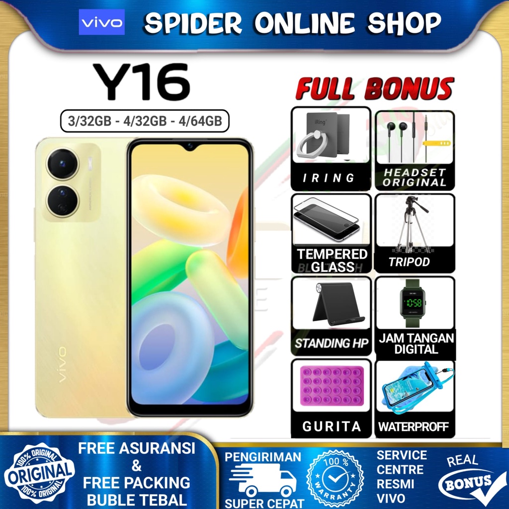 VIVO Y16 3/32 | 4/32 | 4/64 | 4/128 RAM 4GB ROM 64GB GARANSI RESMI VIVO