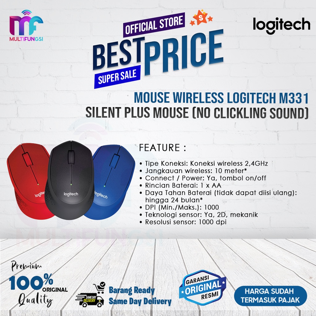 Mouse Wireless Logitech M331 - Silent Plus Mouse (No Clickling Sound)