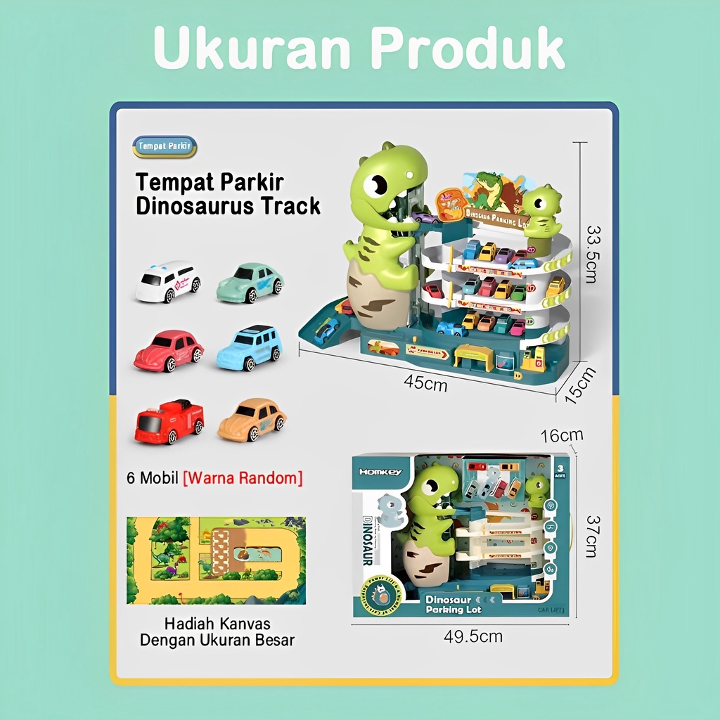 Parking Lot Dinosaurus Diecast Set Lengkap | Mainan Anak Laki Laki Mobil Mobilan Terbaru 2023