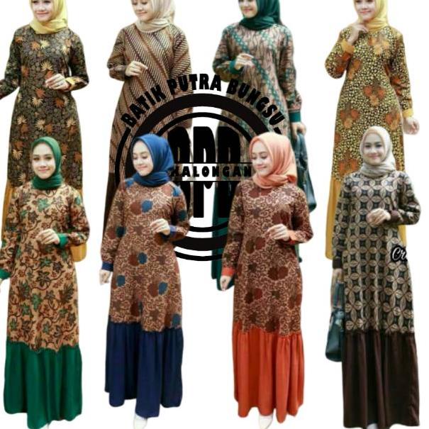 [KODE 95] model gamis kombinasi 2021 | gamis motif batik kombinasi polos | Baju Gamis Model Wanita Gemuk Ukuran Jumbo