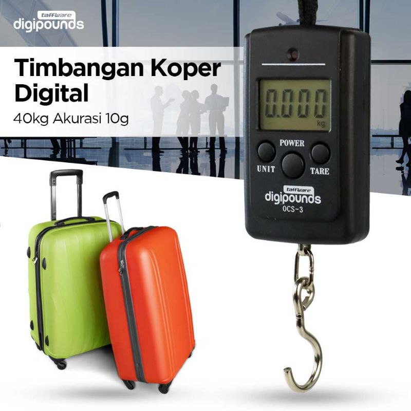 Taffware Digipounds Timbangan Koper Digital 40kg Akurasi 10g - OCS-3