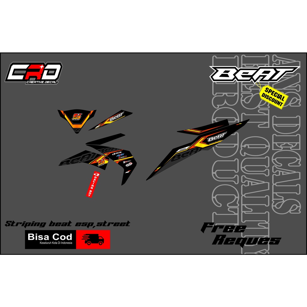 striping beat street/beat esp/beat road race keren dan terbaru-bisa rubah nama nomor dan warna