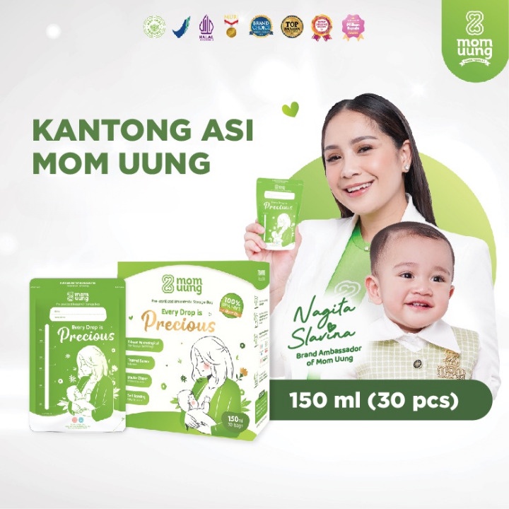 MOM UUNG PRE-STERILIZED BREASTMILK BAG 150 ML / KANTONG ASI DOUBLE ZIPPER 150 ML 30 LEMBAR / ADA INDIKATOR SUHU