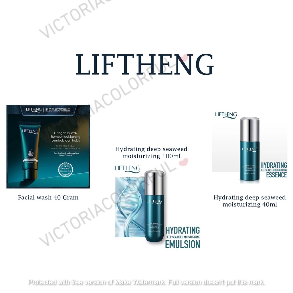 LIFTHENG DEEP SEAWEED EDITION Moisturizing Molecule Emulsion Cream Krim Pelembab wajah 40ML 100ML / LIFTHENG Deep seaweed Macrocystis Moisturizing Facial Wash Sabun Cuci muka Ekstrak Rumput laut 40 gram