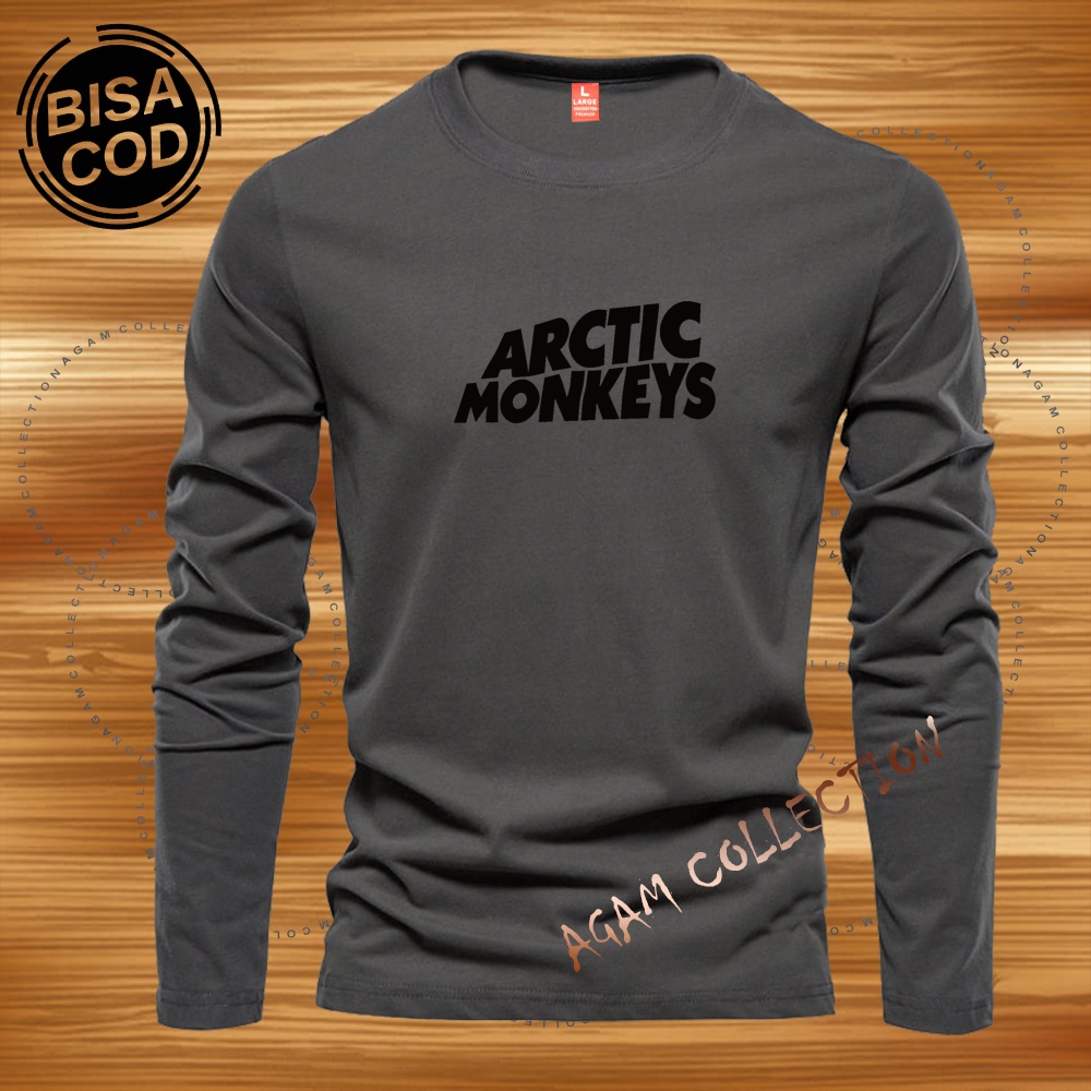 Agam Collection Baju Kaos Distro armon Teks hitam Lengan Panjang Premium Quality Kaos Pria Keren Kaos Cewek/Cowok