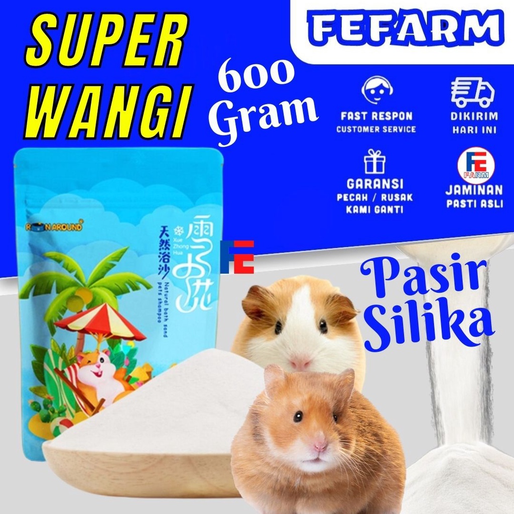 PASIR MANDI HAMSTER  BATHING SAND MANDI 600 GRAM  WANGI BERSIH FEFARM