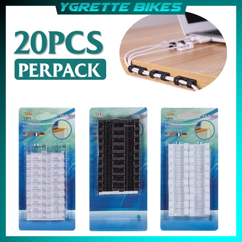 YGRETTE - 20PCS CARPRIE Klip Kabel Organizer Cable Clip  merapikan kabel Hp laptop dll