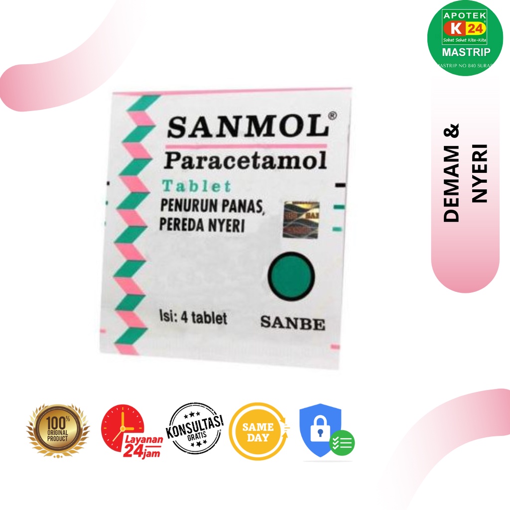 Sanmol Tablet / Demam & Nyeri / 6 Tahun-Dewasa / 4tablet