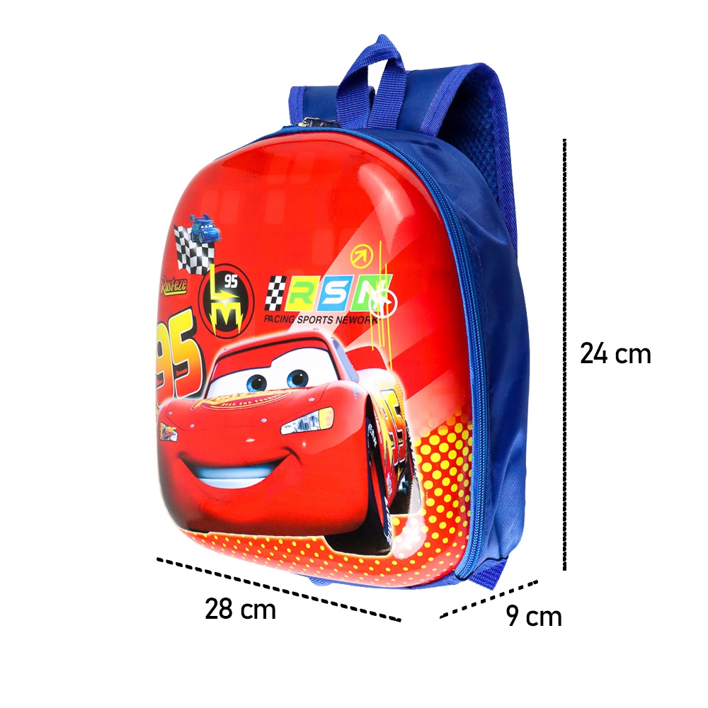 Tas Ransel Anak Sekolah Backpack Karakter Kartun Superhero Lightning Mcqueen - Red