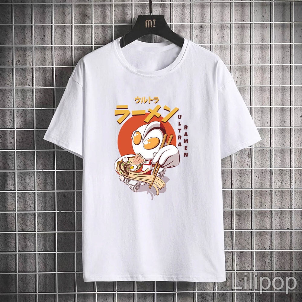 Lilipop Kaos Tshirt ramen ultramen Pria Baju Distro Basic Lengan Pendek Cowok Kasual