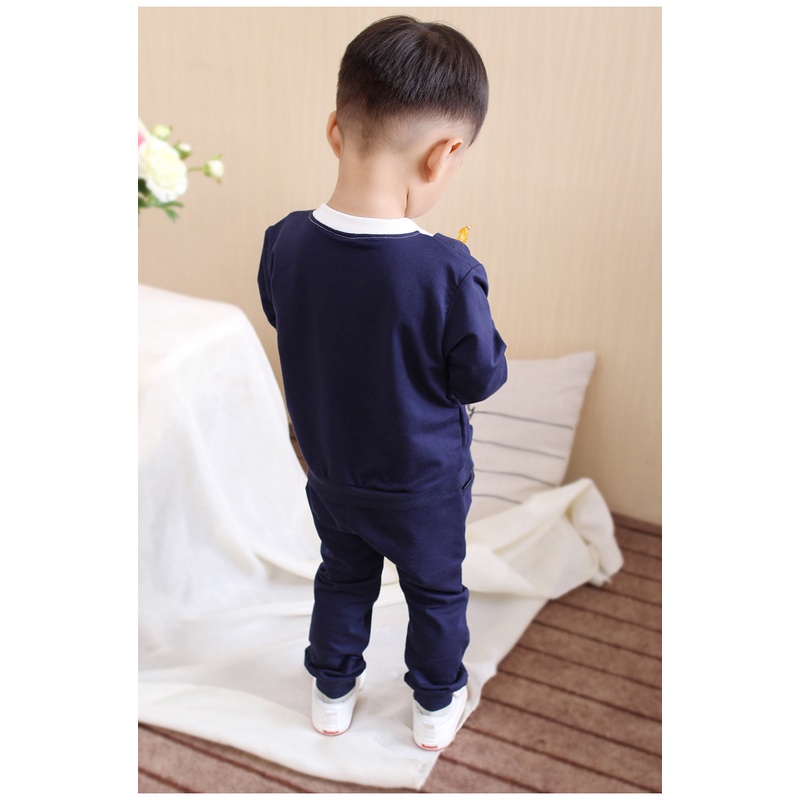 Baju Setelan anak laki-laki MOTIF SCHOOL NAVY usia 6 bulan - 5 tahun / ala korea bahan premium impor-babylovanta