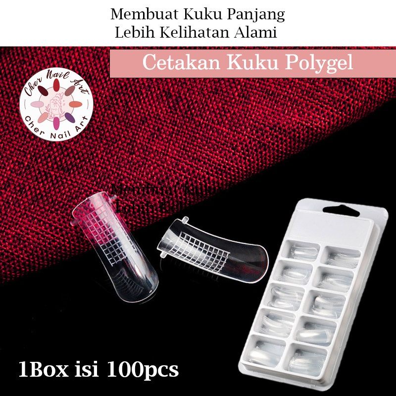 Cetakan Polygel isi 100pcs/kotak Cetakan Nail Tips for Finger Extention / Extension Mold