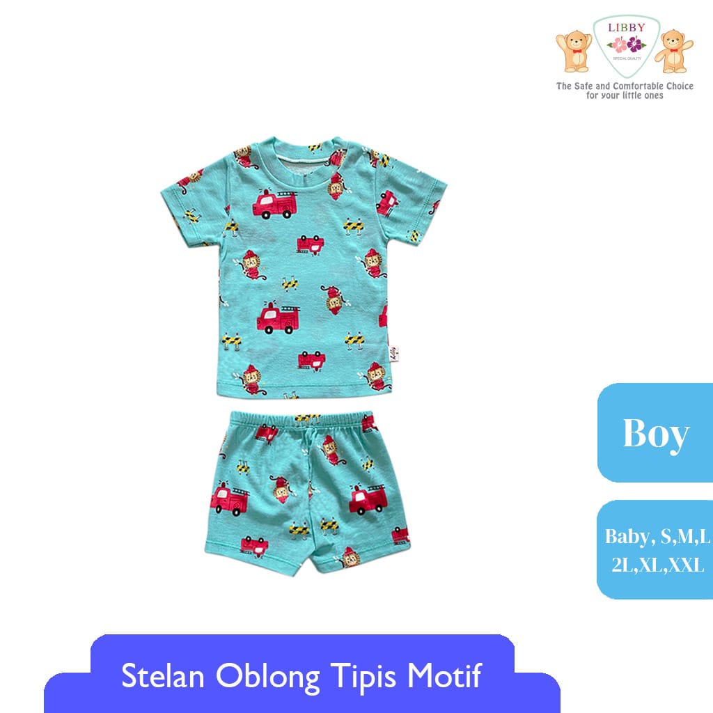 LIBBY Setelan Oblong Pendek Cotton Rib Boy Play The Ground 1 stel