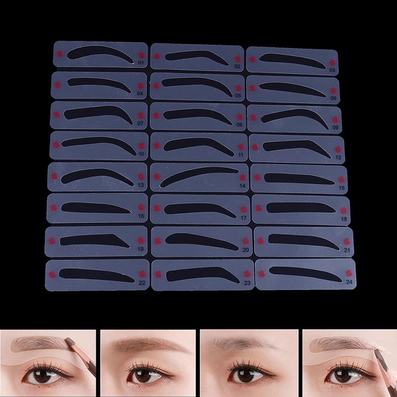 [BFID] 24pcs Stensil Alis Grooming Shaper Tahan Lama Template Makeup Wanita Kartu Alis [ID]