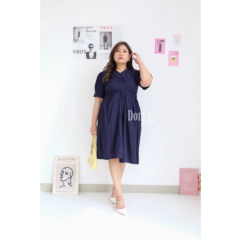 Domscorner - Aby wrap dress - dress ala korea - wrap dress - a line dress - flare skirt dress - kore