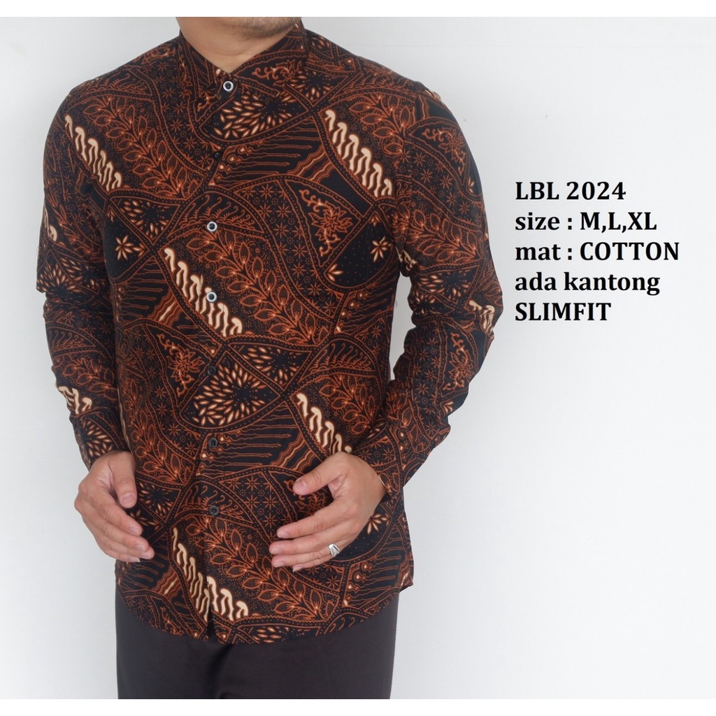 Baju Batik Pria Slimfit Kemeja Lengan Panjang Hem Slim Fit LBL 2024