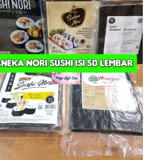 

♤ Nori sushi 50 lembar halal tokinori manjun sakao rumput laut sushi kering dry seaweed murah dried seaweed ✈