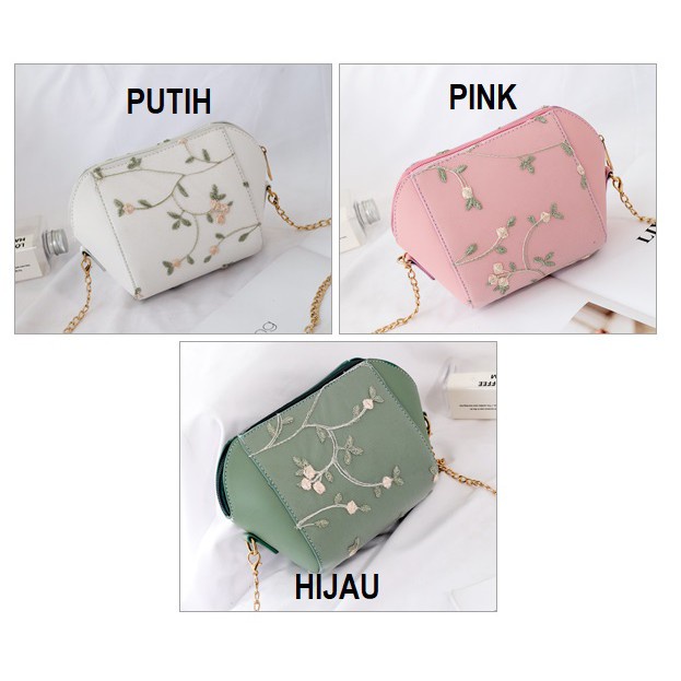 FYGALERY FYG1214 Tas Selempang Motif Bunga Bordir Perempuan Slingbag Fashion Wanita Sling Bag Korea Murah