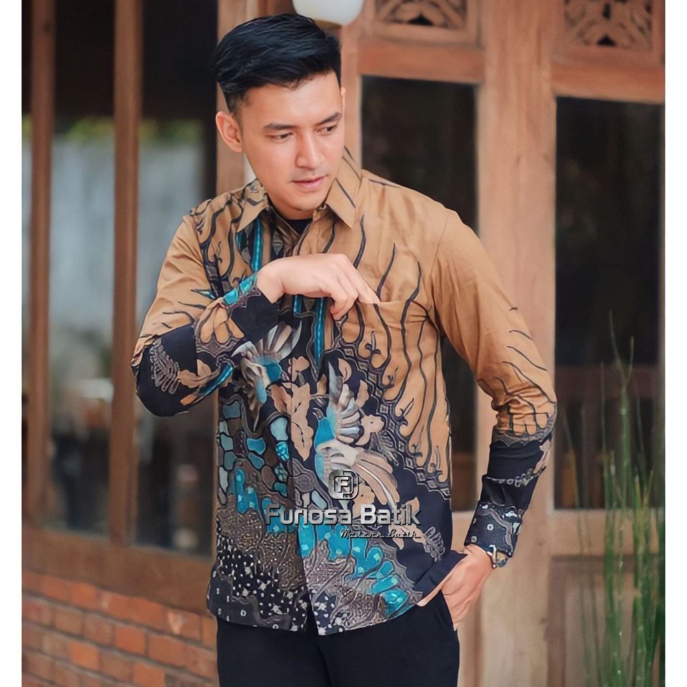 FURIOSA BATIK KENZO HITAM Baju Batik Pria Lengan Panjang Ukuran M L XL XXL