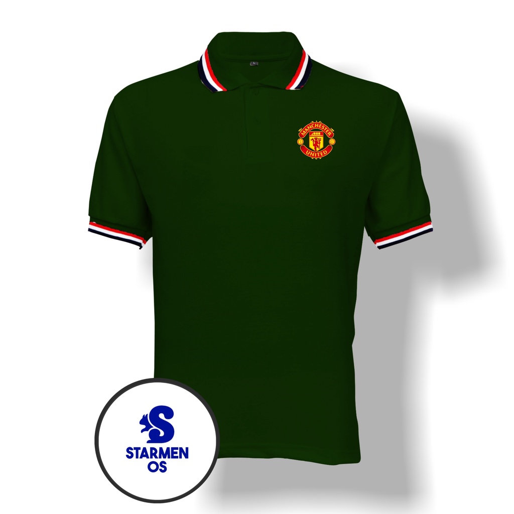 Kaos Wangki Polo T-Shirt Pria Kerah 3 List Logo MANCHESTER UNITED