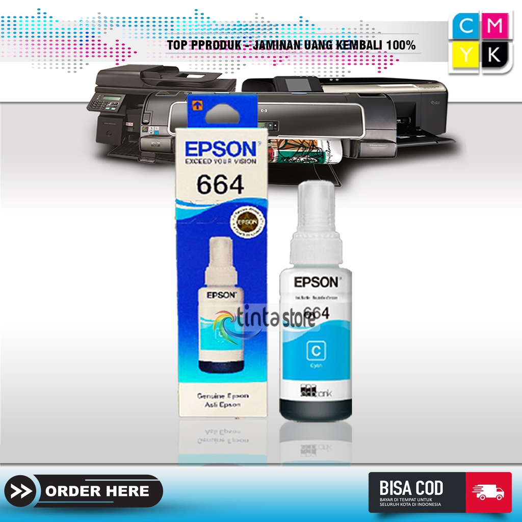Tinta Epson 664 CYAN SERIES L360 L120 L110 L210 L220 L310 L850 L805 L1800 L800 L362 L365 L365 L366 L375