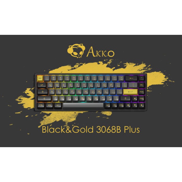Terlaris Akko 3068B Plus V2 Black&Gold Wireless Mechanical Keyboard