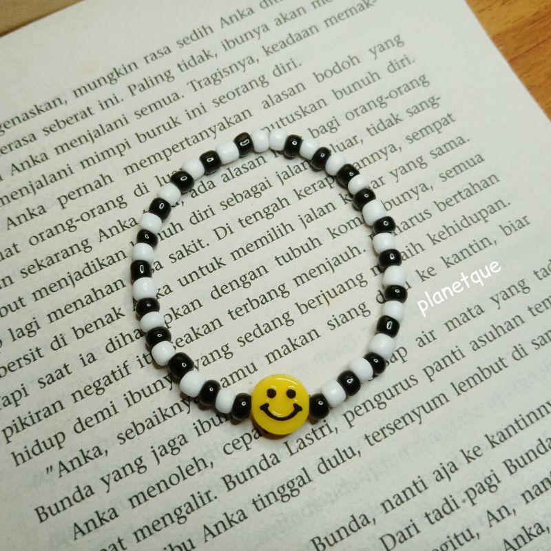 gelang manik smile simple kekinian pria wanita - beads bracelet