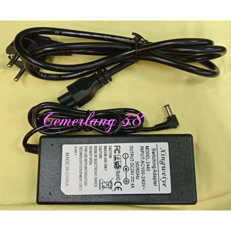 Switching Adaptor 24V 4A + Kabel Adapter Power Supply PSU DC 24 V 4 A - 150 cm