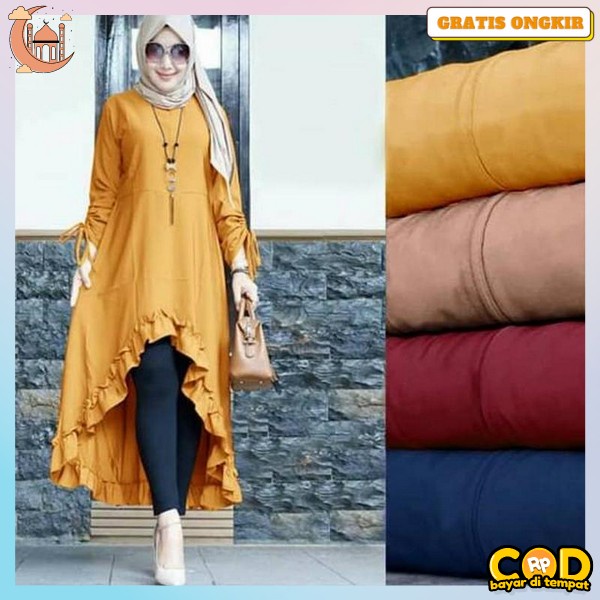 Tumik Fashion Wanita Tunok Ibuibu Pengajian Tujik Pesta Kondangan Bj Tunuk Branded Long Tubik Atasan