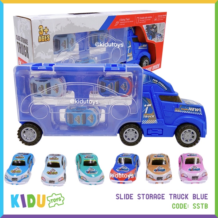 Mainan Mobil Mobilan Anak Laki laki Slide Storage Truck Blue Kidu Toys