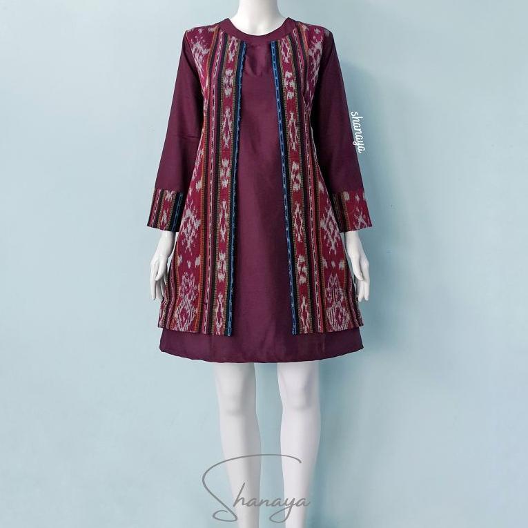 STOK TERBARU Shanaya Batik Tunik Tenun Kombinasi Toyobo Tenun Original Batik Kerja Baju Batik Wanita