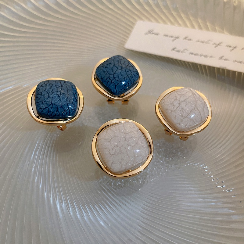 Anting Korea Fashion Wanita Aksesoris 925 Tremella Pin Anting Akrilik Persegi Ladies Accesories / Anting Stud S925 Silver Needle Bentuk Persegi Gaya Retro Korea Untuk Wanita