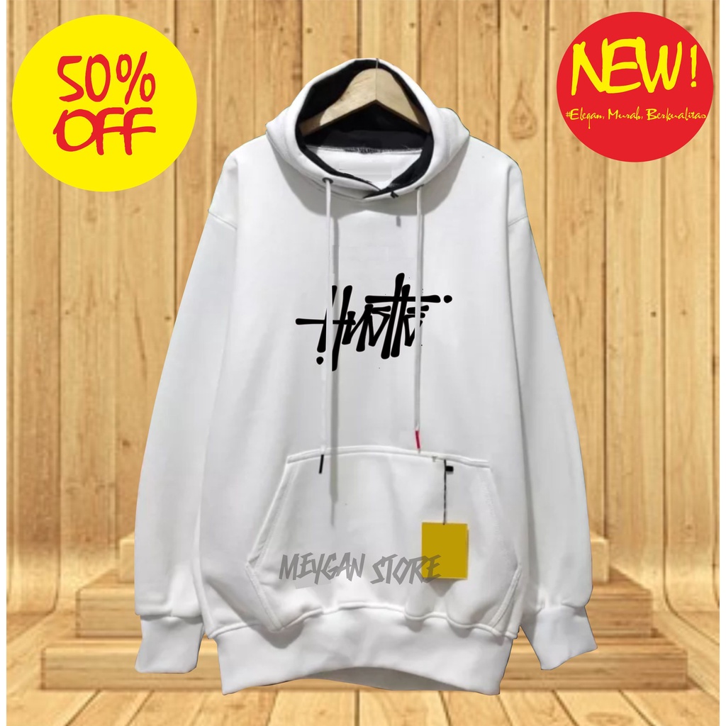 Hoodie Cowo Simple Pria HUSTLE Sweater Cowok Tebal Distro Premium Hodie Anak Remaja Kekinian Meygan Store