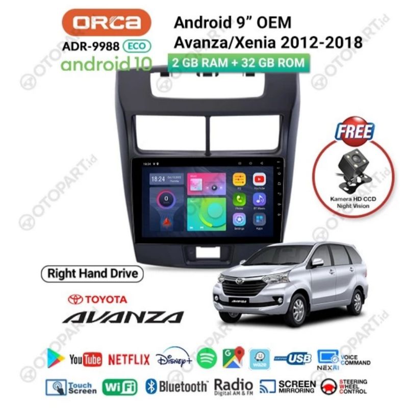 Head Unit Android ORCA ADR 9988 NEW SERIES APPLE CARPLAY AVANZA ANDROID ALL NEW AVANZA