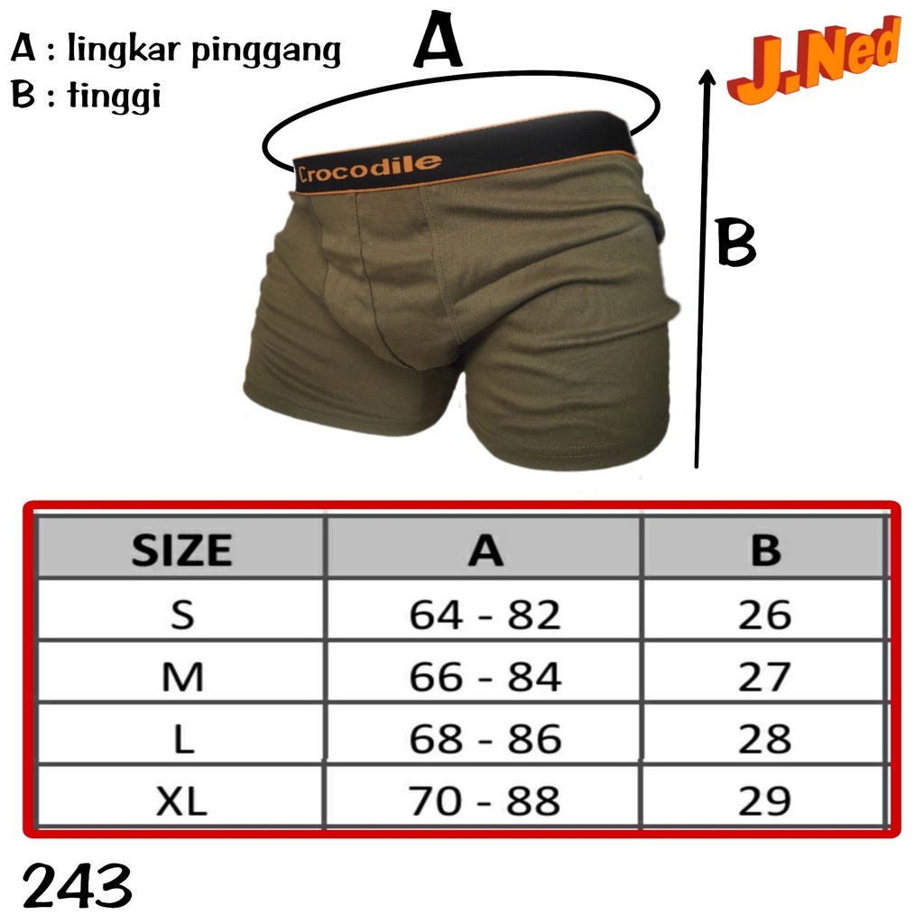 J243 - BOXER PRIA CROCODILE SIZE S - XL HARGA PER BOX ISI 1 PCS