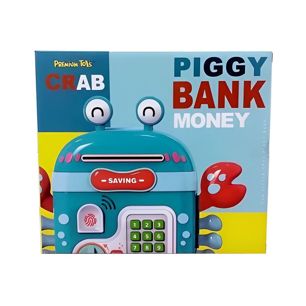 Crab Piggy Bank ATM Pin &amp; Bersuara | Celengan Mainan Edukasi Anak 3-4-5-6-7 Tahun | Kado Ultah Anak Cewek