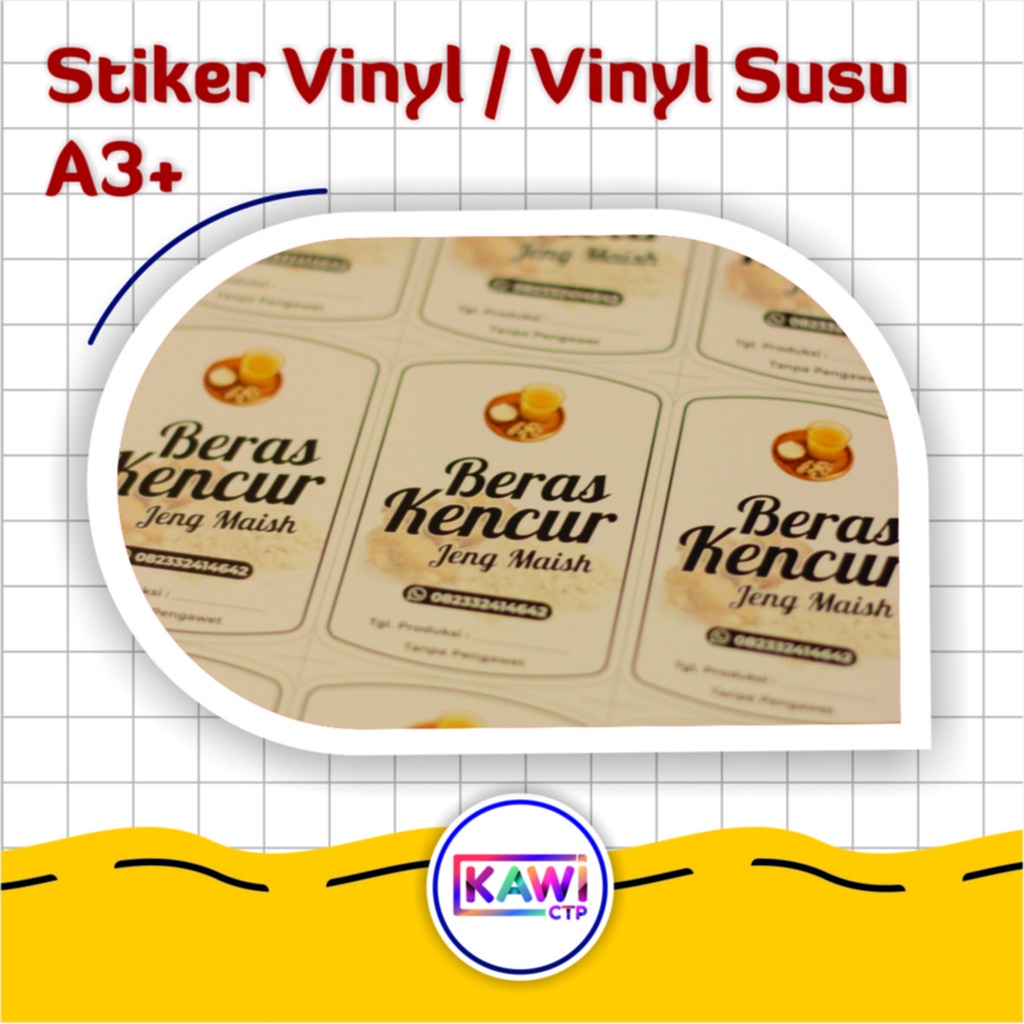 

Cetak Stiker Label Vinyl / VIinyl Susu A3+