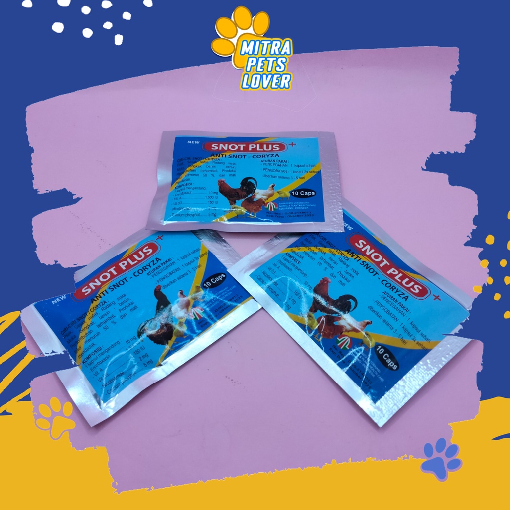 OBAT FLU AYAM - SNOT PLUS 10 CAPS - MENCEGAH &amp; MENGOBATI PILEK SESAK NAFAS RADANG MATA MUKA BENGKAK BERSIN BERSIN PERTUMBUHAN TERHAMBAT PRODUKSI TELUR MENURUN - KAPSUL BERKUALITAS MURAH ORIGINAL ASLI TAMASINDO VITAMIN TERNAK HEWAN PELIHARAAN MITRAPETLOVER