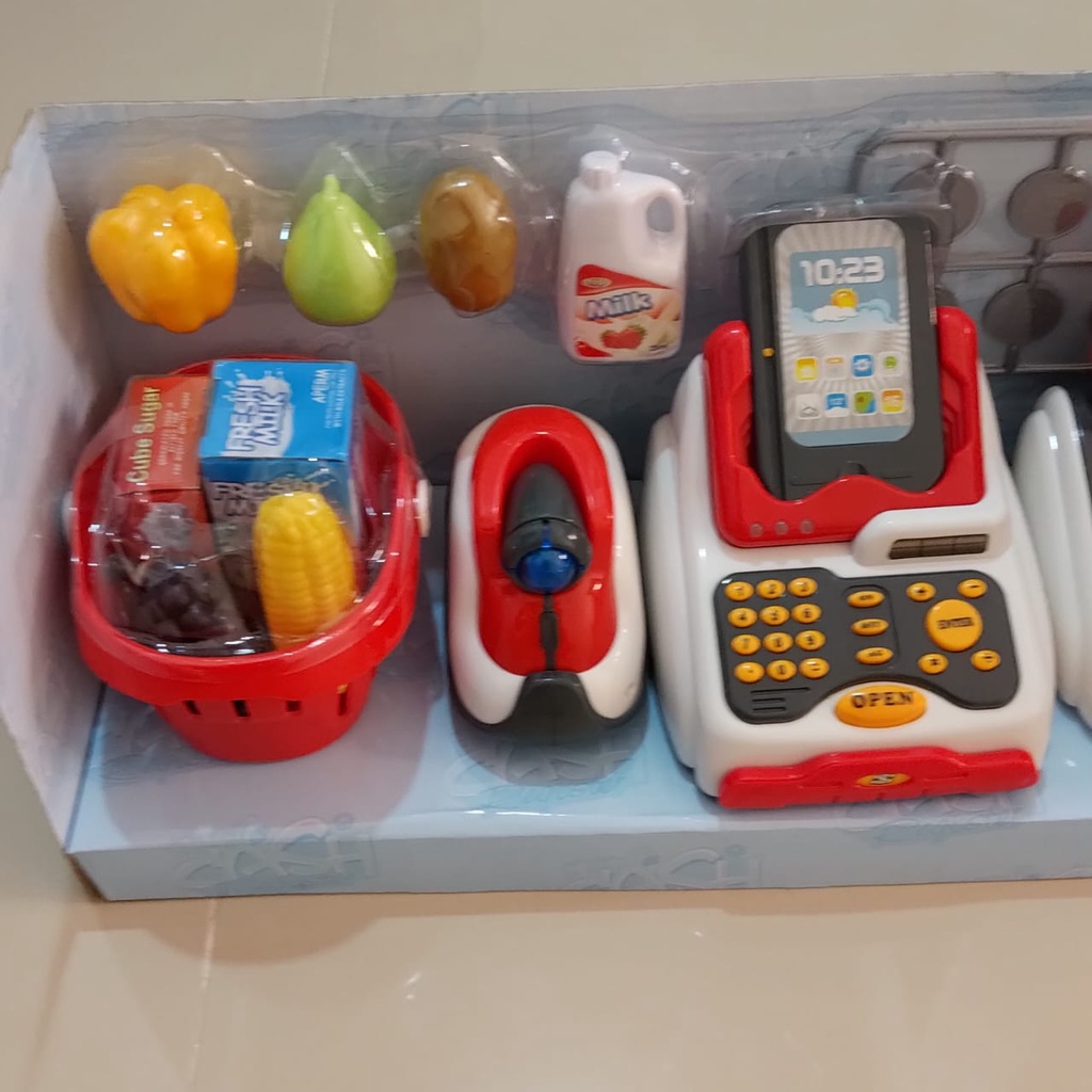 mainan set kasir anak cashier purchase mainan peran pretend play BESAR lengkap pekerjaan supermarket edukasi educationpromo discount SNI