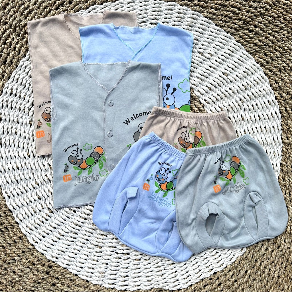 3pcs baju bayi lengan kutung+ celana pop bayi baru lahir baju stelan warna gift bayi