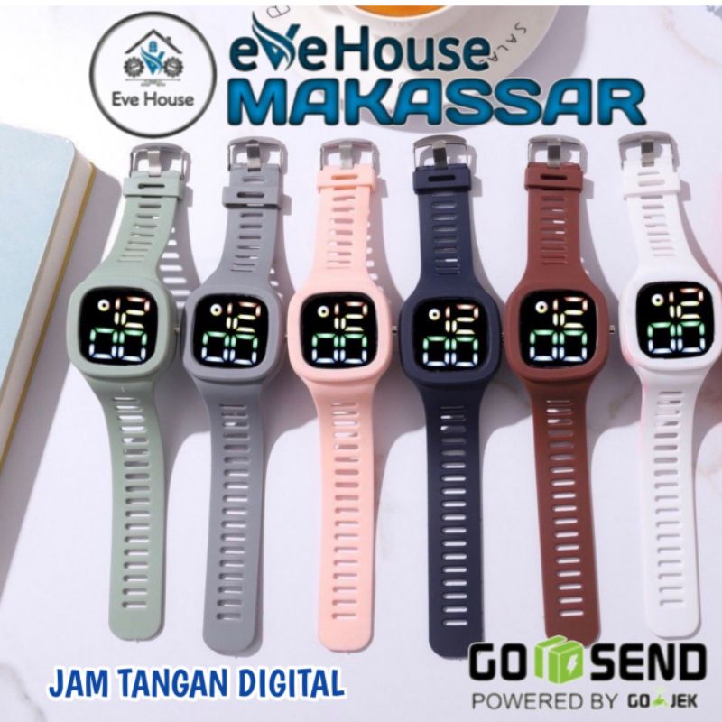 Makassar Jam tangan digital warna anti air fashion watch LED modern unisex