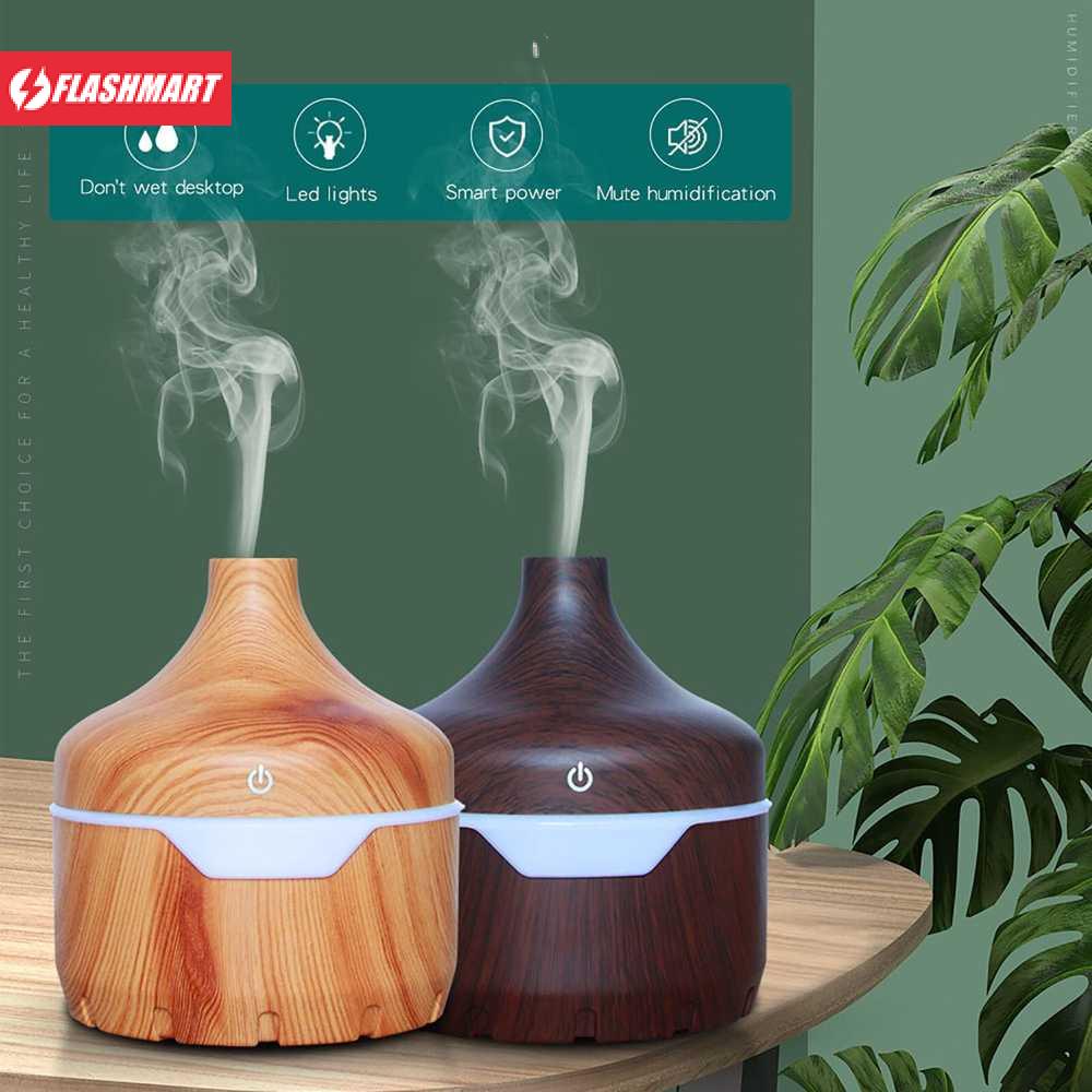 Flashmart Air Humidifier Aromatherapy Light Wood Design 300ml - FZ003