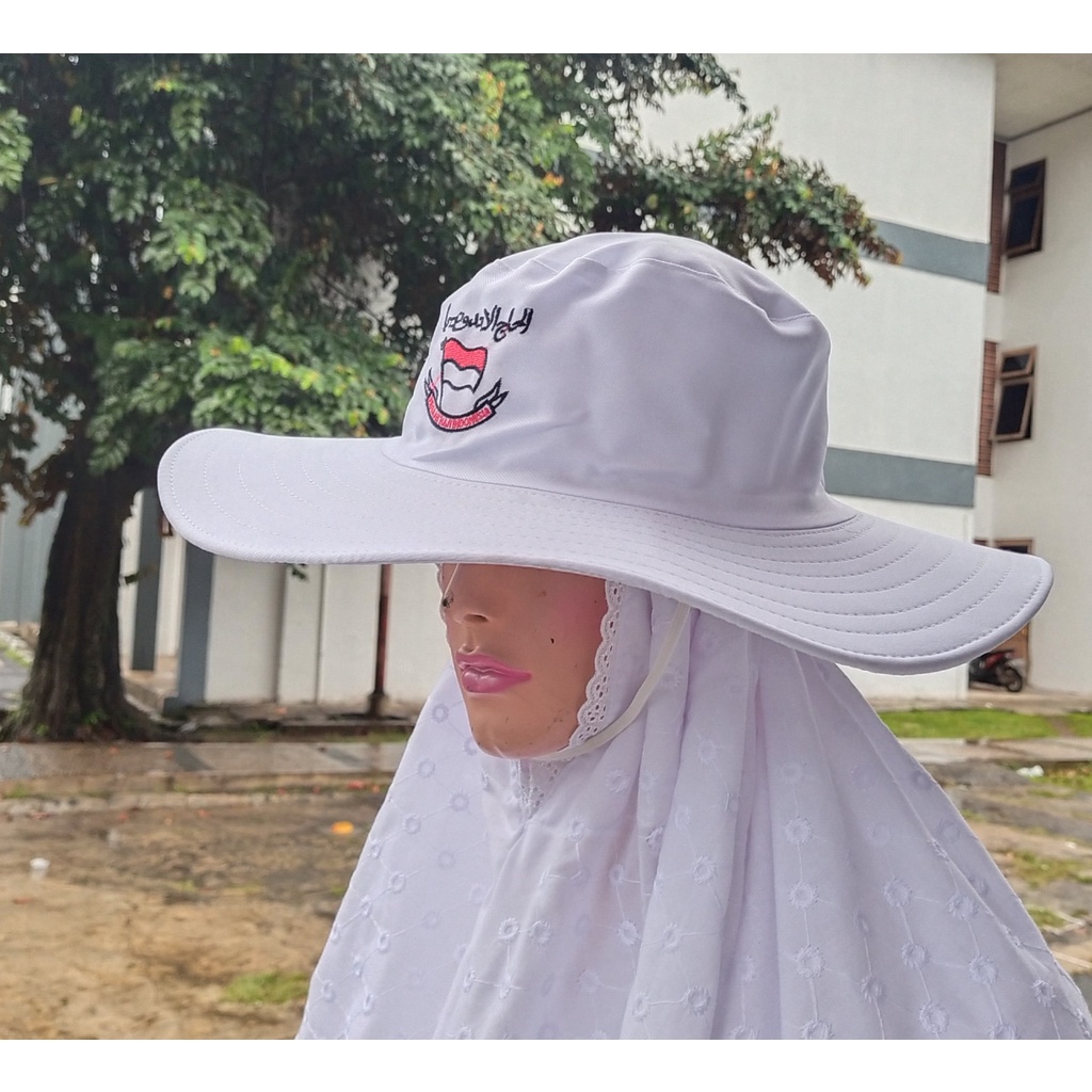 Topi haji dan umroh bulat logo indonesia