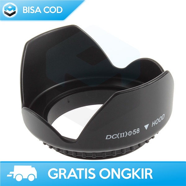 LENS HOOD UNTUK KAMERA 58MM BAHAN PLASTIK KUALITAS TINGGI - BLACK