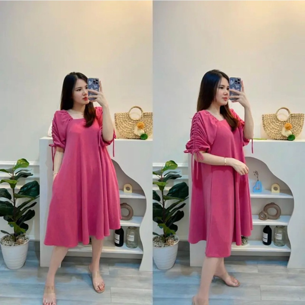 ASTER DRESS MIDI GAMIS WANITA MUSLIMAH AIRFLOW CRINCKLE DEODORA
